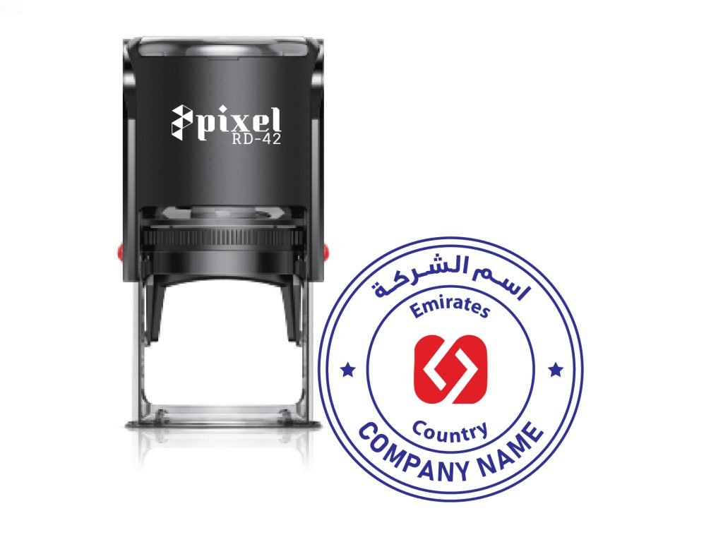 Multi color stamp with logo for company stamps.